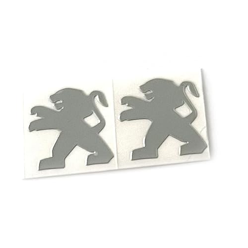 2 Stück Aufkleber ca. 20 x 20 mm in Silber. Decorative Sticker. Passend fürPeugeot-Auto mit Logo Kfz. Für Innerraum, Salon, Schlüssel Key usw. Emblem (20x20mm PEUG.. 2St. in Silber) von SVV