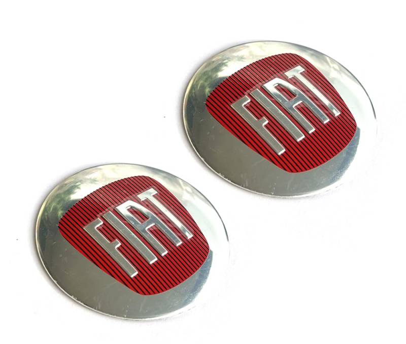 2 Stück Aufkleber passend für FIAT-Auto Style mit Logo. 60 mm Diameter. Für Auto Tuning, Nabenkappen, Abdeckkappen usw. Sticker mit Emblem. Mit einem transparenten Silikonschutz (2St.FIAT 60mm) von SVV