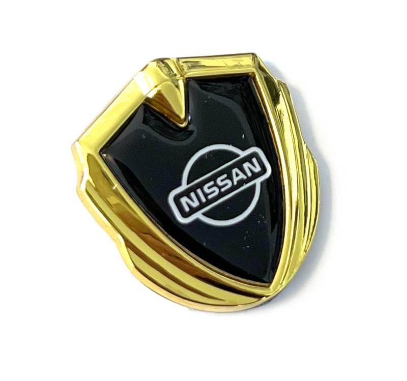 SVV Emblem aus Metal in Gold Aufkleber mit Klebepad passend für Auto Tuning Style mit Logo. Für Fender, Gebäude, Innerraum usw. Sticker mit Emblem. (35mm x 40mm x 5mm) (Nissan), AKSe652 von SVV