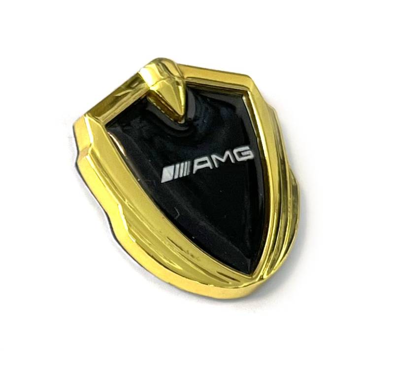 Emblem aus Metal in Gold Aufkleber mit Klebepad passend fürA.M.GAuto Tuning Style mit Logo. Für Fender, Gebäude, Innerraum usw. Sticker mit Emblem. (35mm x 40mm x 5mm) (-A.M.GAuto-) von SVV