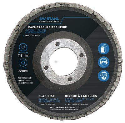 Sw Stahl Fächerschleifscheibe, Aluminiumoxid, 115 mm, NK120, 10 Stück [Hersteller-Nr. 82304L] von SW STAHL