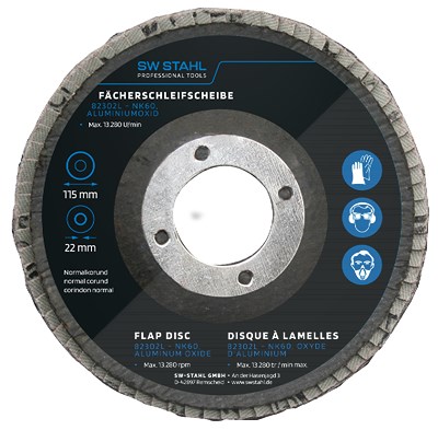 Sw Stahl Fächerschleifscheibe, Aluminiumoxid, 115 mm, NK60, 10 Stück [Hersteller-Nr. 82302L] von SW STAHL