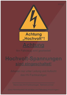 Sw Stahl Hinweisschild „Hochvolt-Spannung eingeschaltet“ [Hersteller-Nr. 07336L] von SW STAHL