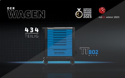 Sw Stahl Profi-Werkzeugwagen TT802, blau, bestückt, 434-teilig [Hersteller-Nr. Z3200] von SW STAHL