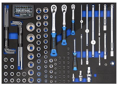 Sw Stahl Werkstattwagensortiment, Steckschlüssel 1/4“, 3/8“, 1/2“, 144-tlg [Hersteller-Nr. Z3011-14] von SW STAHL