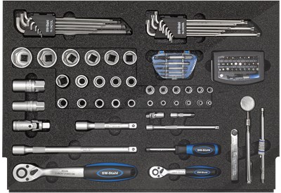 Sw Stahl Werkstattwagensortiment, Steckschlüssel 1/4 und 1/2“, 97-teilig [Hersteller-Nr. Z3000-14] von SW STAHL