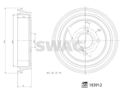 Swag 1x Bremstrommel [Hersteller-Nr. 33109234] für Toyota von SWAG