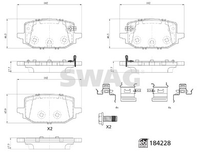 Swag Bremsbelagsatz, Scheibenbremse [Hersteller-Nr. 33109318] für Nissan von SWAG