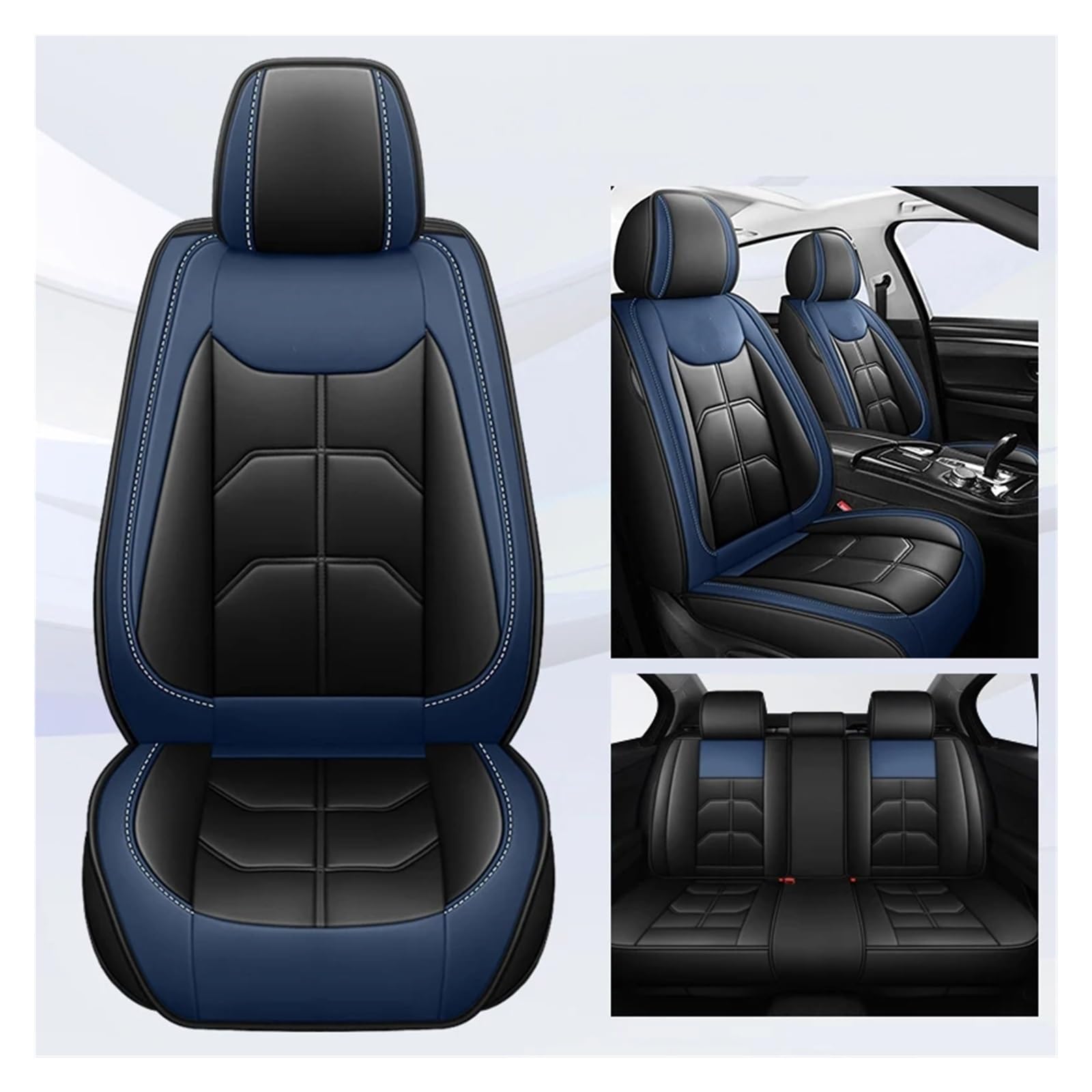 Sitzbezüge Auto Für NISSAN Für Sentra Für Maxima Für Murano Für Rogue Sport/Universal Autositzbezug Autositzbezüge(Black Blue 5 Seat a) von SWEPER