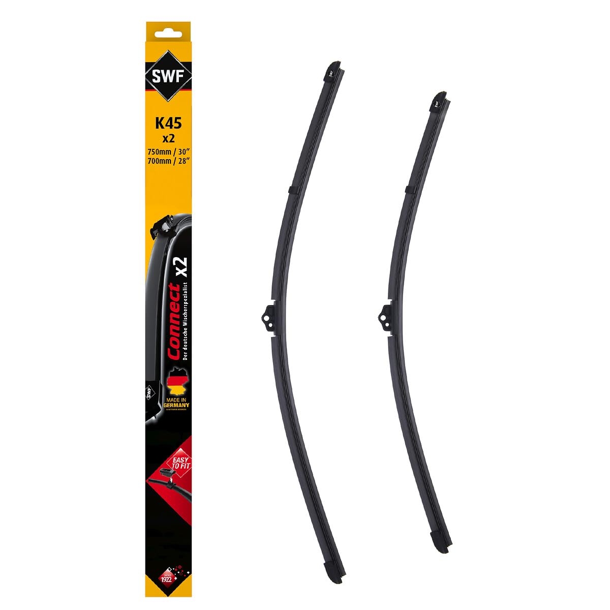 SWF Connect Wischer – K45 – Kit Aus in Deutschland Hergestellten Flachbalkenwischern Für Optimale Wischleistung 750mm/700mm – Vorne – 2er-Set von SWF