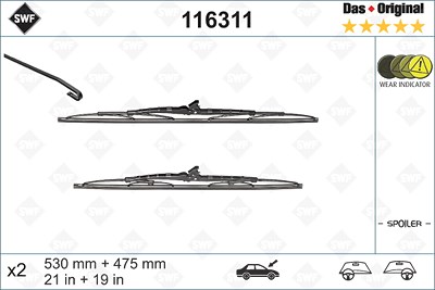 Swf Wischblatt [Hersteller-Nr. 116311] für Alfa Romeo, Audi, Kia, Nissan, Seat, Subaru, Toyota, VW von SWF