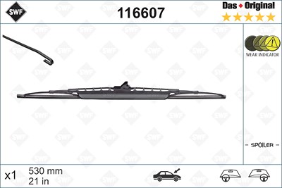 Swf Wischblatt [Hersteller-Nr. 116607] für Alfa Romeo, Aston Martin, Audi, BMW, Chevrolet, Daewoo, Fiat, Ford, Jeep, Kia, Lancia, Maserati, Mazda, Mit von SWF