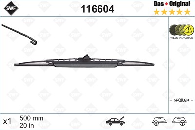 Swf Wischblatt [Hersteller-Nr. 116604] für Alfa Romeo, Austin, BMW, Citroën, Daihatsu, Ferrari, Fiat, Ford, Ford Usa, Gm Korea, Honda, Hyundai, Jeep, von SWF