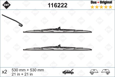 Swf Wischblatt [Hersteller-Nr. 116222] für Aston Martin, Audi, Chrysler, Citroën, Fiat, Ford, Honda, Jaguar, Jeep, Land Rover, Maserati, Mercedes-Benz von SWF