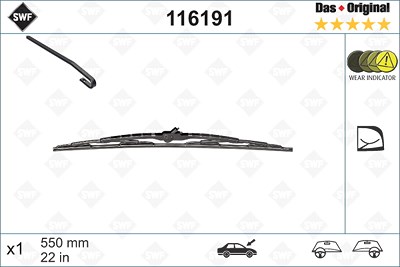 Swf Wischblatt [Hersteller-Nr. 116191] für Audi, Mercedes-Benz, Porsche, Volvo von SWF