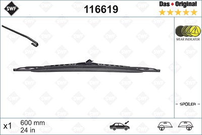 Swf Wischblatt [Hersteller-Nr. 116619] für BMW, Mercedes-Benz, Opel, Peugeot, Renault, Saab, Volvo von SWF