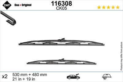 Swf Wischblatt [Hersteller-Nr. 116308] für Alfa Romeo, Fiat, Kia, Lancia, Mazda, Mitsubishi, Nissan, Subaru, Toyota, VW von SWF