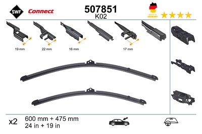 Swf Wischblatt [Hersteller-Nr. 507851] für Alfa Romeo, Alpina, Audi, BMW, Jeep, Mercedes-Benz, Polestar, Porsche, Skoda, VW von SWF