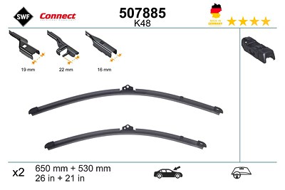 Swf Wischblatt [Hersteller-Nr. 507885] für BMW, Land Rover, Lexus, Porsche, Skoda, Tesla, Volvo, VW von SWF