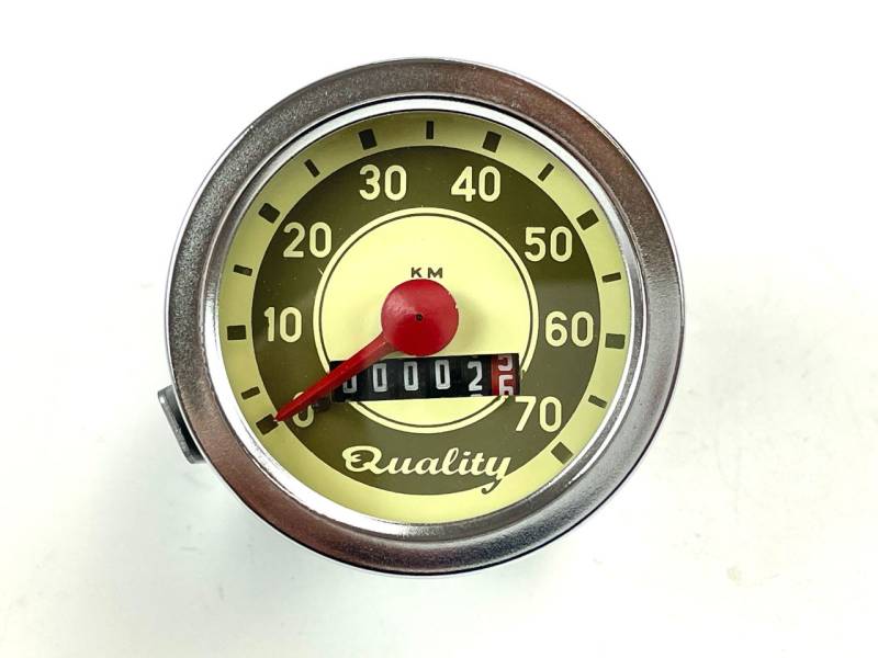 Tacho rund 60mm NSU Quickly N S L Typ VDO Oldtimer Moped Tachometer 70 km/h von BOOL-tec