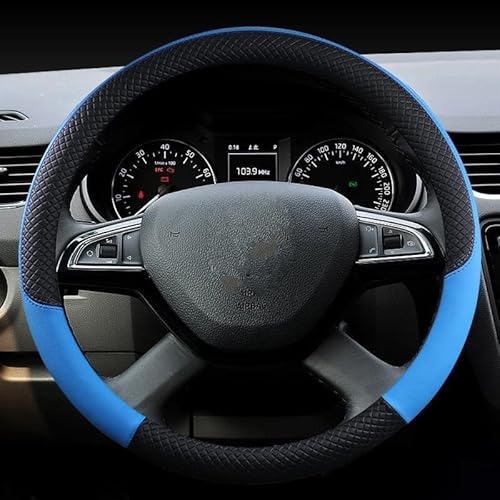 Auto Lenkradbezug Leder Auto Lenkrad Abdeckung Lenkrad Geflecht für Skoda für Octavia A5 A7 RS 2 3 für Combi Auto innen Zubehör Lenkrad Abdeckung(Blue4) von SWHSWQ