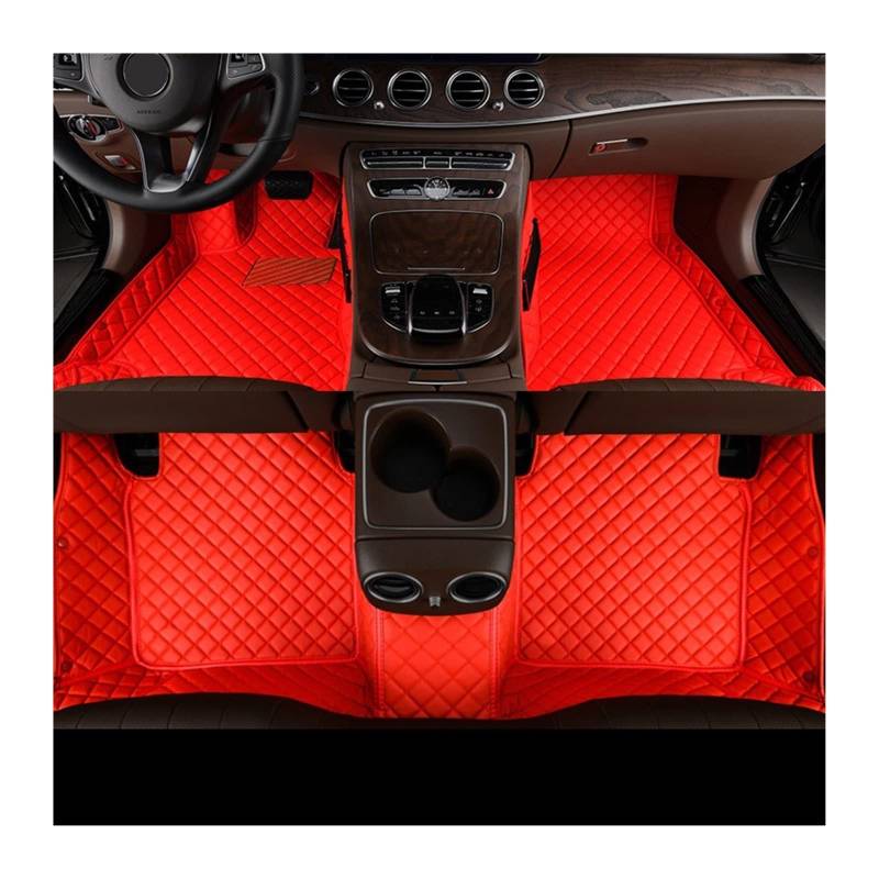 Auto Matten Auto-Fußmatte Für Tesla Für Modell Y 3 SX 2022 Custom Waterproof Leather Auto Accesssories Auto Fussmatten(Rot) von SWHSWQ