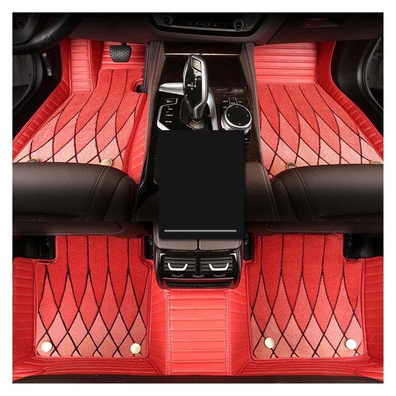 Auto Matten Auto-Fußmatten-Set Für Toyota Für CHR 2018-2021 Frauen Grils Zubehör Auto-Innenteppiche Teppiche Auto Fussmatten(Rot) von SWHSWQ