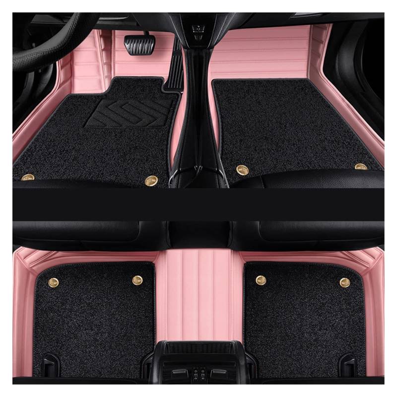 Auto Matten Echtes Leder Auto Fußmatten Teppiche Für VW Für Golf 7 Für MK7 Auto Innenteppiche Zubehör Auto Fussmatten(Pink) von SWHSWQ