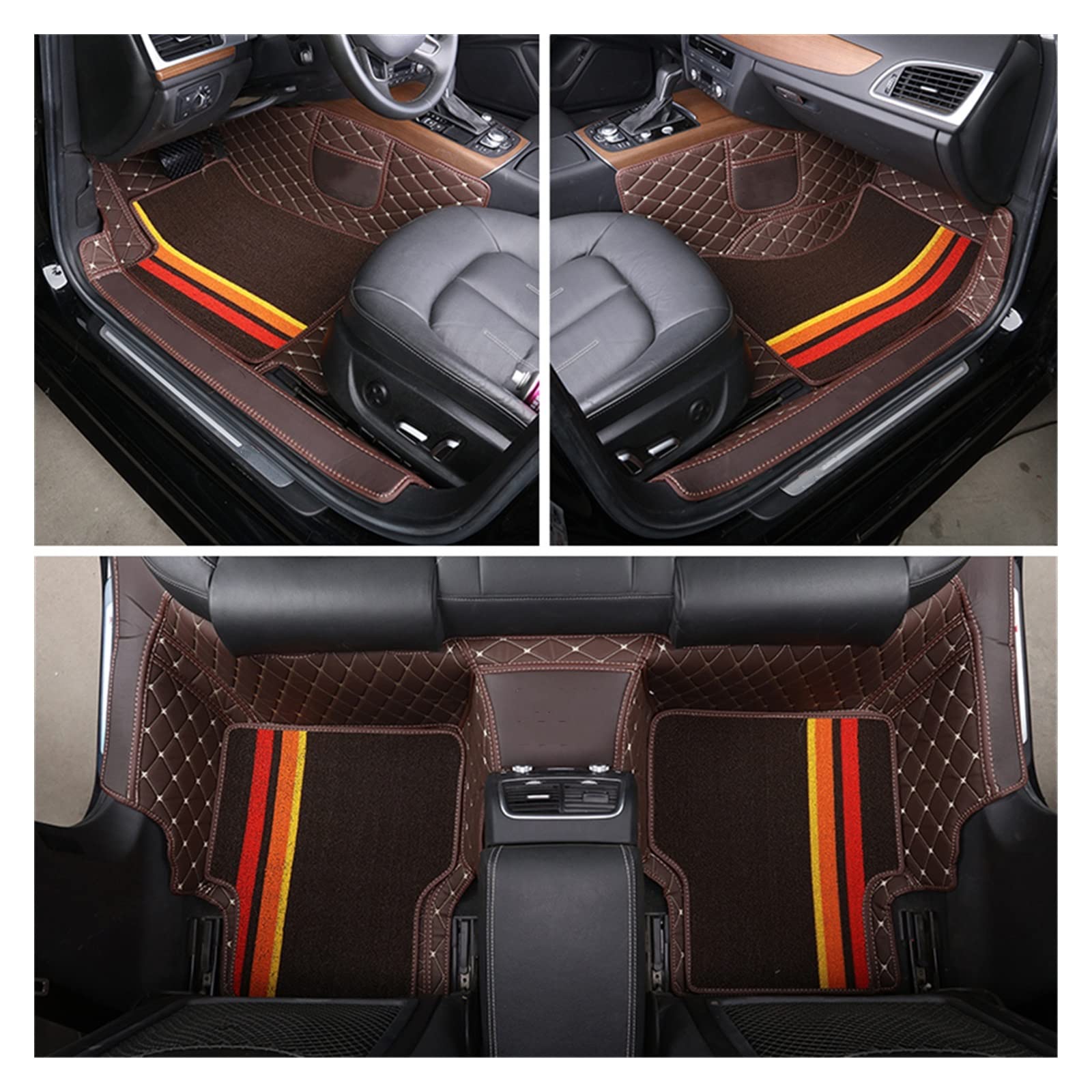Auto Matten Maßgeschneiderte Auto-Fußmatte ECO-Material Für 98% 5-Sitzer-Auto Für E46 E60 E39 F30 E36 F10 Rechts-Linkslenker Auto Fussmatten(Kaffee) von SWHSWQ