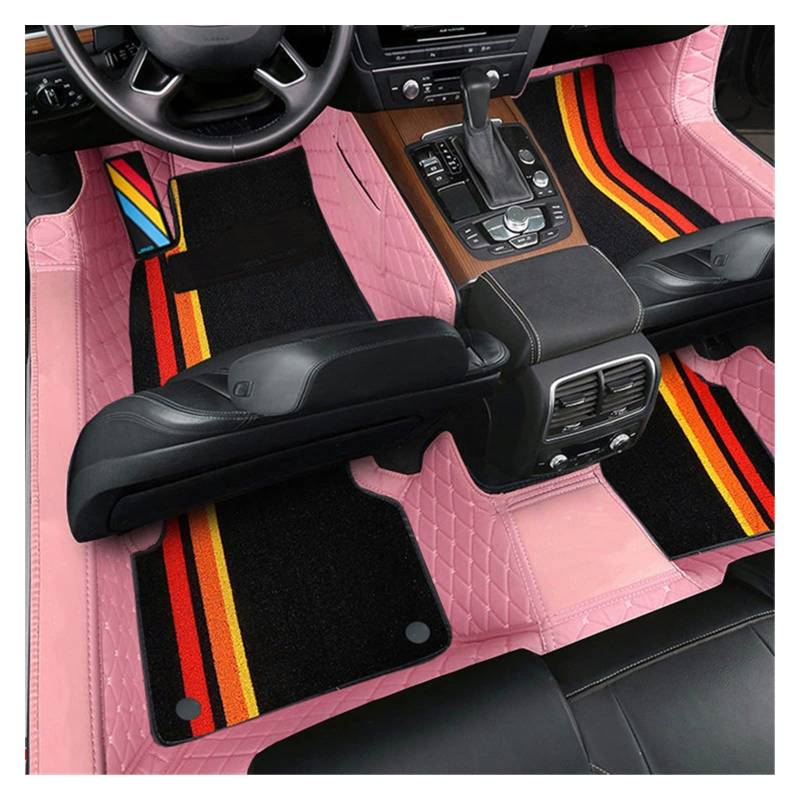 Auto Matten Maßgeschneiderte Auto-Fußmatte ECO-Material Für 98% 5-Sitzer-Auto Für E46 E60 E39 F30 E36 F10 Rechts-Linkslenker Auto Fussmatten(Pink 2) von SWHSWQ