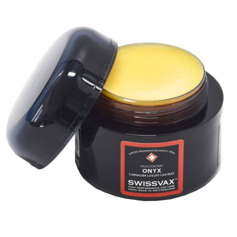 SWISSVAX Onyx Universalwachs für alle Lacksysteme mit 30% Vol. Carnauba - wolkenfreier Glanz Bester Abperleffekt, 50 ml von SWISSVAX