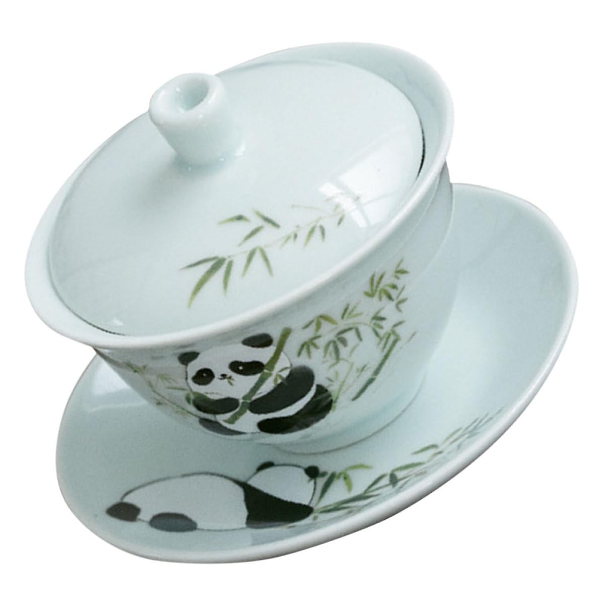 SWOOMEY 1 Set Teetasse, Trinkgeschirr Und Untertasse, Süße Panda-teetasse Mit Deckel, Ästhetische Keramiktasse, Chinesischer Stil, Tassen-Set, Kawaii-teetasse Für Teenager-mädchen von SWOOMEY