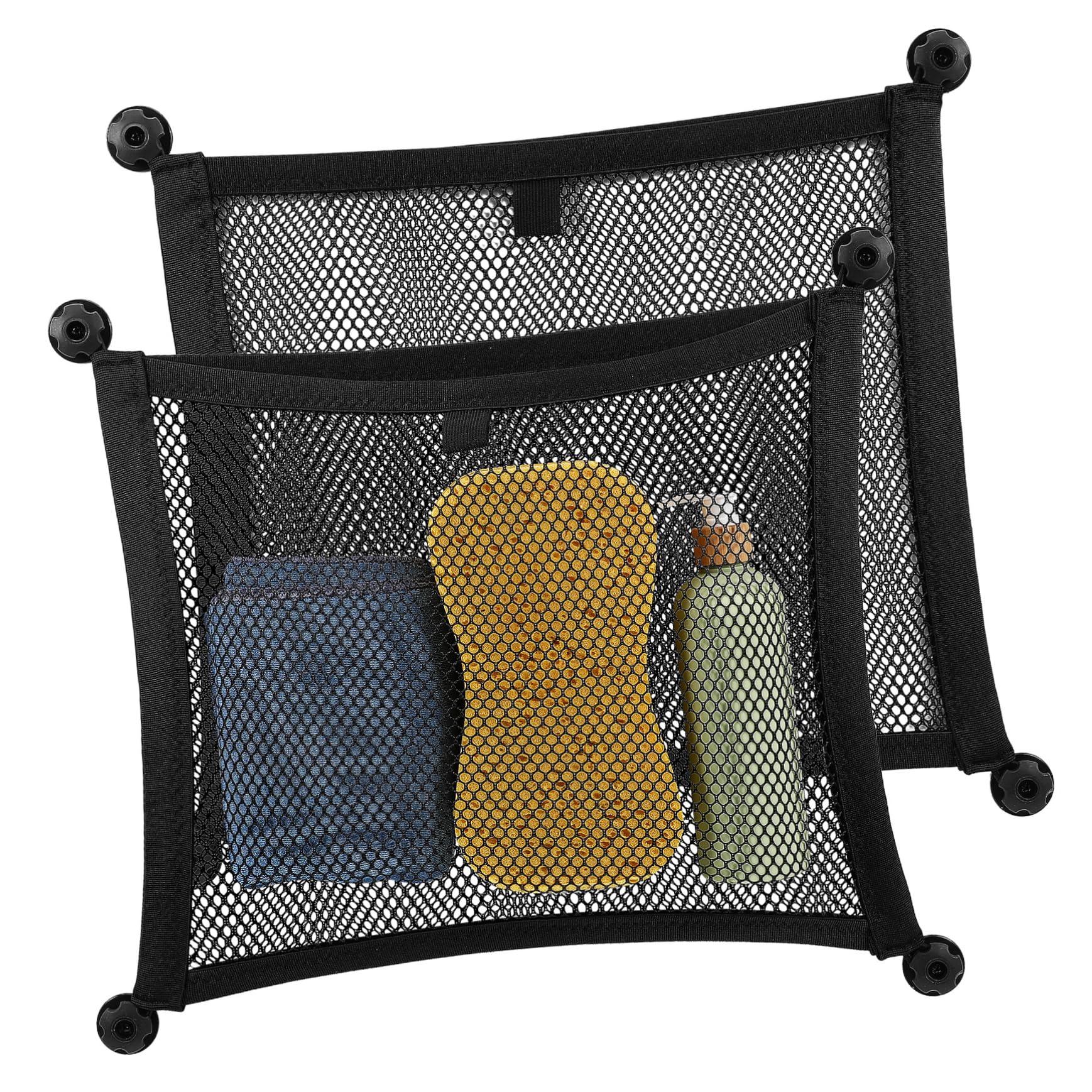 SWOOMEY 2St Auto-Netztasche Wohnmobilzubehör für Anhänger Autonetz Wohnmobil-Aufbewahrung Auto Aufbewahrungsnetz Auto Organizer Netz Auto Gepäcknetz Mesh-Frachtnetz Polyester Black von SWOOMEY