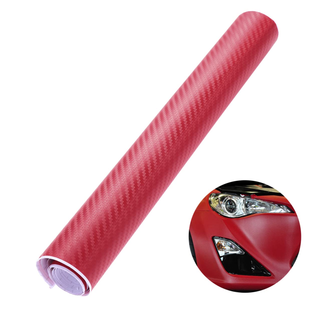 SWOOMEY Rollen Kohlefaserfolie entlüften Sitz Auto Klebeband Streifen Schwarze Autofolie Gadgets Sticker für Auto Aufkleber Auto Fahrzeugdekoration Kohlefaser-Wrap Autoverpackungsfolie rot von SWOOMEY