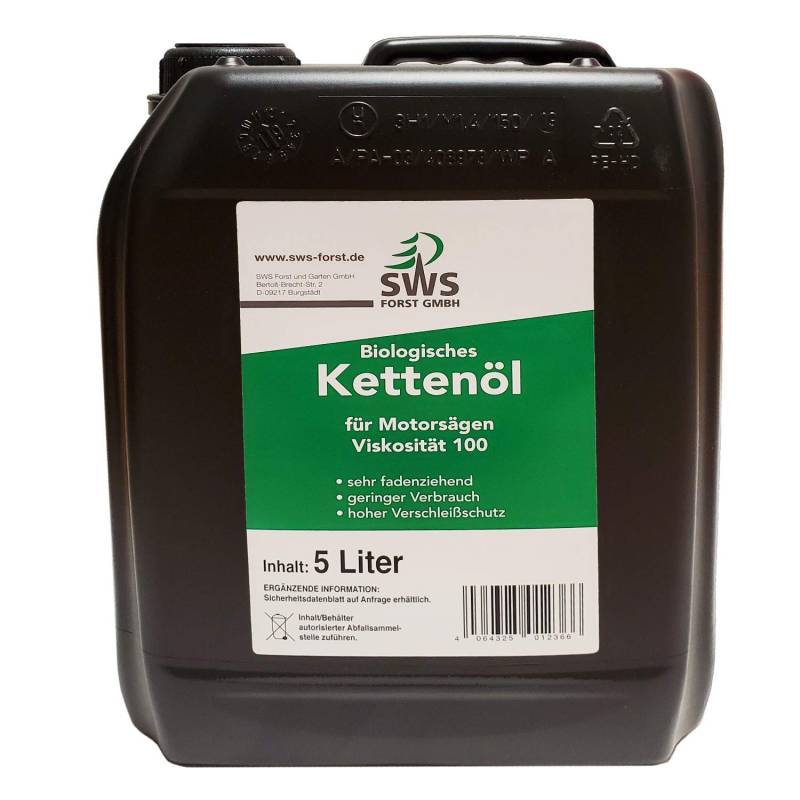 SWS Forst GmbH Biologisches Kettenöl Sägekettenöl für alle Maschinen geeignet (5 Liter) von SWS FORST GMBH