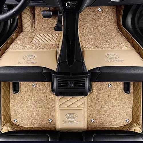 Auto Fußmatten für Fiesta MK7 2011-2017,rutschfest Allwetterschutz Fussmatten Auto Innenschutz Zubehör,DoubleLayer-Beige von SWSKJELE