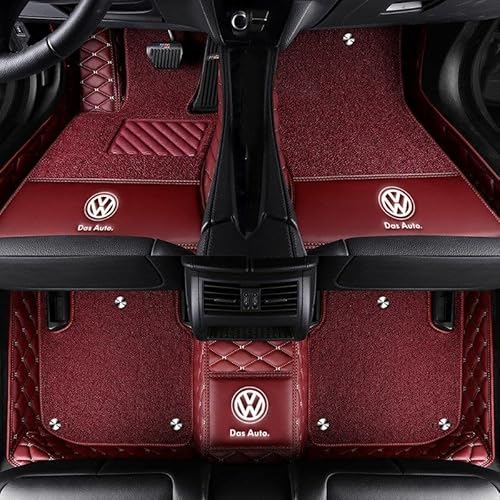 Auto Fußmatten für VW Golf 6 Sport 2008-2012,rutschfest Allwetterschutz Fussmatten Auto Innenschutz Zubehör,DoubleLayer-Red von SWSKJELE