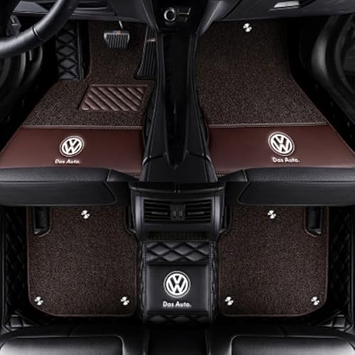 Auto Fußmatten für VW Gran Lavida 2013-2018,rutschfest Allwetterschutz Fussmatten Auto Innenschutz Zubehör,DoubleLayer-Brown+Black von SWSKJELE