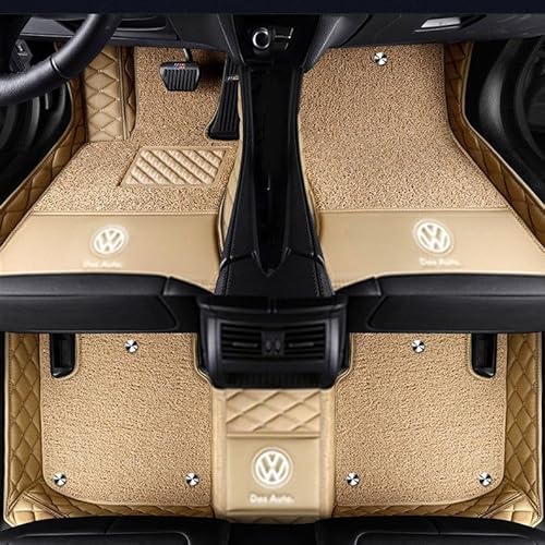 Auto Fußmatten für VW Multivan 2012-2019,rutschfest Allwetterschutz Fussmatten Auto Innenschutz Zubehör,DoubleLayer-Beige von SWSKJELE