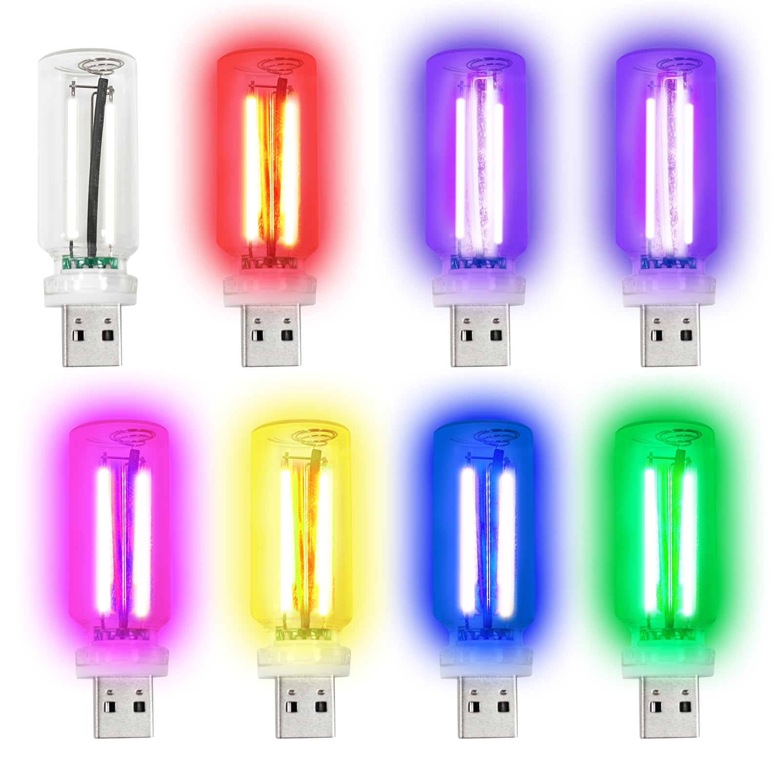 SWTHM USB-Auto-Atmosphäre Licht, 8 Stück, Mini-Auto-Innenladelicht, Retro-LED-Dekor-Lampen, Touch-Steuerung, Fahrzeug-Leselicht für Auto, Zuhause, Schlafzimmer, Camping von SWTHM