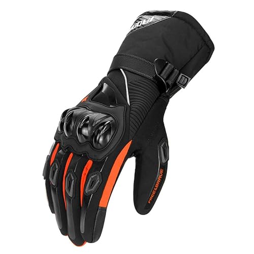 SWZEC Motorrad Handschuhe Herr Winter Wasserdicht Motorradhandschuhe Touch (Orange,L) von SWZEC