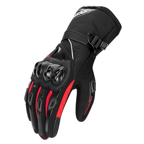 SWZEC Motorrad Handschuhe Herr Winter Wasserdicht Motorradhandschuhe Touch (Rot,XL) von SWZEC