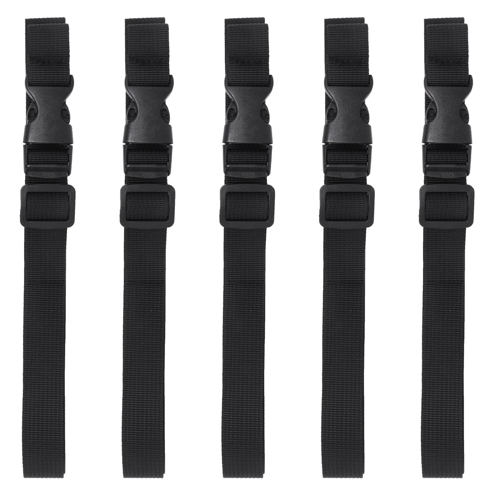 SWZHAI 5 Stück Nylon-Gurt, 2 x 99,1 cm, Schnellverschluss-Gurte mit verstellbarer Schnalle, schwarze Nylonbänder, Camping, Rucksackreisen, Fahrrad, Packgurt für Outdoor-Aktivitäten, Bündeln (20 mm x von SWZHAI