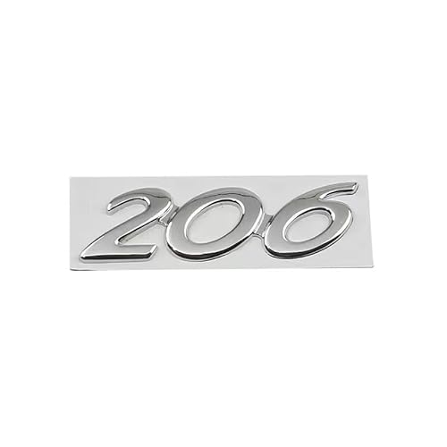 Auto Emblem Aufkleber für Peugeot 207 2006-2012, Badge Aufkleber Emblem Badge Auto Sticker Abziehbild Buchstaben Kofferraum Aufkleber Selbstklebend Tuning Zubehör,Silver-206 von SXDZHK