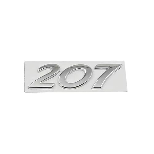 Auto Emblem Aufkleber für Peugeot 207 2006-2012, Badge Aufkleber Emblem Badge Auto Sticker Abziehbild Buchstaben Kofferraum Aufkleber Selbstklebend Tuning Zubehör,Silver-207 von SXDZHK