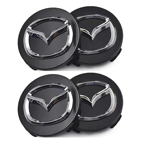 Auto Nabendeckel für Mazda 2 2014-2022, Nabenkappen Felgendeckel Radnabenabdeckung Felgenkappen Radnabendeckel Radnabenkappen Wheel Caps ABS Ersetzen Zubehör 4PCS,56MM-Black von SXDZHK