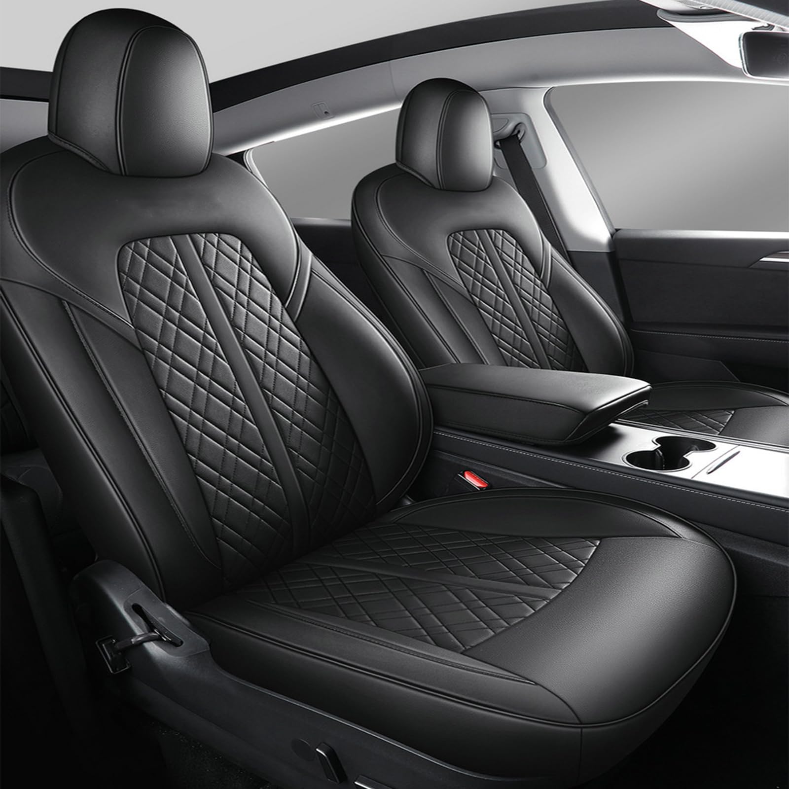SXET Autositzbezüge Set Kompatibel mit Tesla Model 3 (2017-2024), Komfortabel Autositzschoner Geeignet für die Vordersitze, Atmungsaktiv Stilvolles Sitzschoner für Autositze Vollständige Reihe von SXET