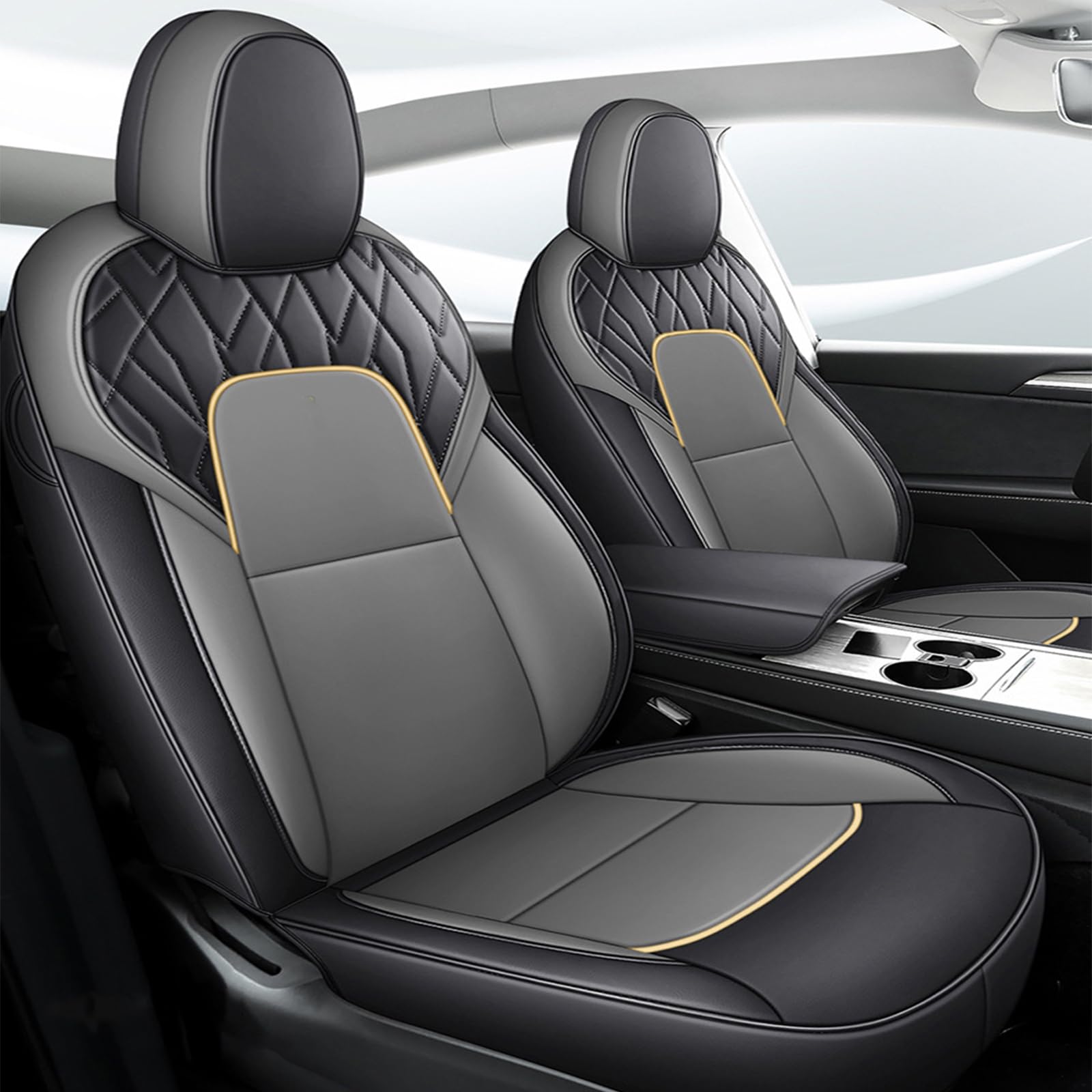 SXET Autositzbezüge Set Kompatibel mit Tesla Model Y (2017-2024), Komfortabel Autositzschoner Geeignet für die Vordersitze, Atmungsaktiv Autositzbezug Stilvolles Sitzschoner für Autositze von SXET