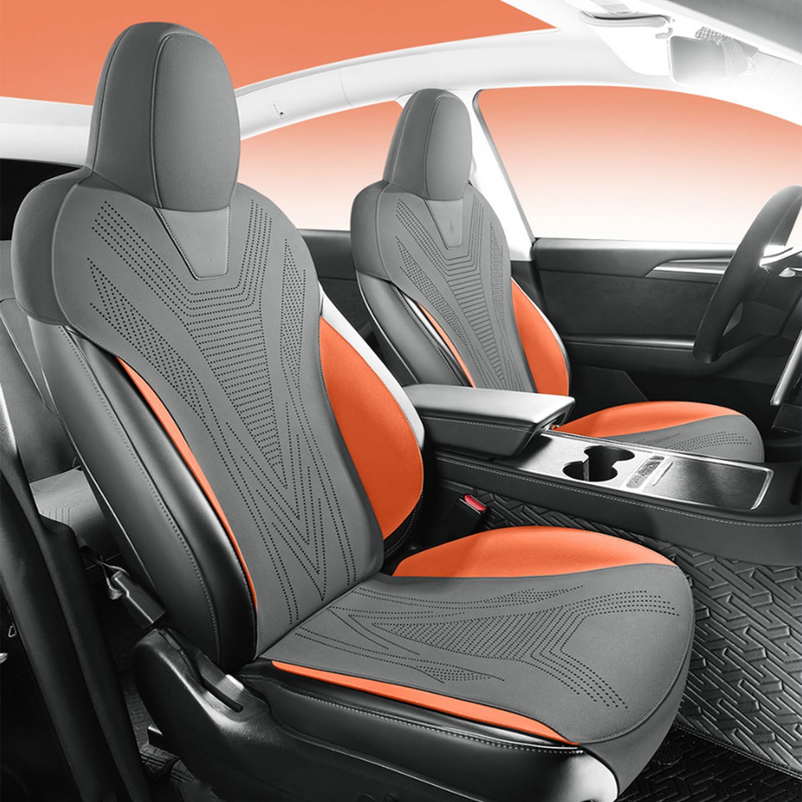 SXET Autositzbezüge Set Kompatibel mit Tesla Model Y (2017-2024), Stilvolles Vordersitzhülle Staubdicht Komfortabel Autositzschoner Geeignet für die Vordersitze, Atmungsaktiv Autositzbezug von SXET