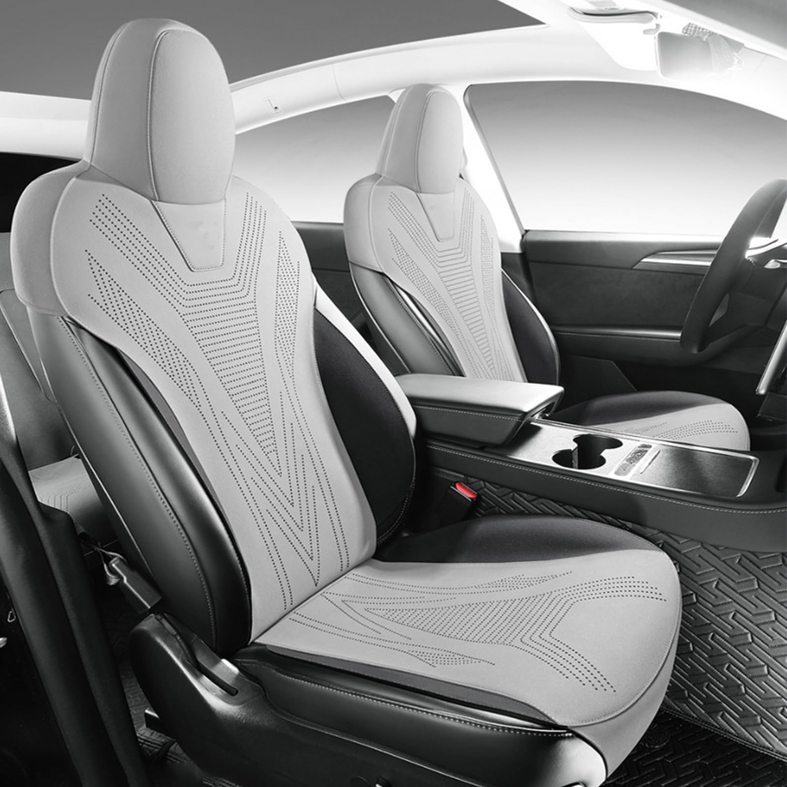 SXET Autositzbezüge Set Kompatibel mit Tesla Model Y (2017-2024), Stilvolles Vordersitzhülle Staubdicht Komfortabel Autositzschoner Geeignet für die Vordersitze, Atmungsaktiv Autositzbezug von SXET